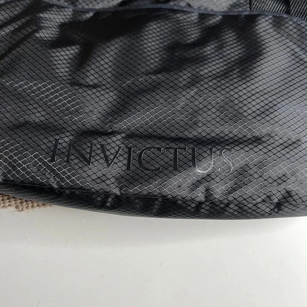 Paco Rabanne Invictus Black Ripstop Drawstring Backpack Gym Bag Rabanne Logo